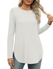 Xieerduo Long Sleeve Shirts Women s Long Sleeve Round Neck Shirts  White Xl