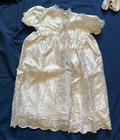 Vintage Silk Ivory Christening Gowns Coat Bonnet Shoes Lot Set Phyllis Baby Wear