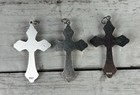 Silver Tone Cross Crucifix Pendant For Rosary  Lot Of 3 Italy 2 Inches