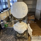 Vintage Hobnail White Milk Glass Table Lamp 16  Gone With The Wind Style Lights