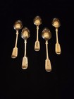 Lot Of 5 Antique Fiddle Back Silverplate Serving Spoons  Misc Makers