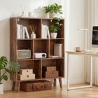 Wood Bookshelf 7 Cube Storage Organizer With Legs 3-tier Modern Wooden Bookcase