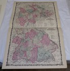 1863 Color Map three Maps Of Parts Of Germany  By Johnson And Ward