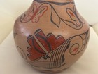 Vintage Zia Pueblo Polychrome Pottery Jar With Birds   Butterflies 9 5  X 9 25 