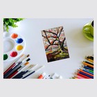 Original Aceo Atc Painting Sanctuary Tree Landscape Miniature Small Art