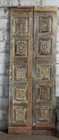 Hand Carved Double Barn Doors  Antique Floral Wood Doors  Rustic Statement 80x28