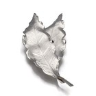 Silver Tone Polished   Brushed Double Leaf Fashion Brooch Scarf Lapel Pin