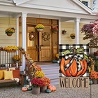  Fall Pumpkin Welcome Garden Flag Double Sided  Garden Size-12 X 18  Orange