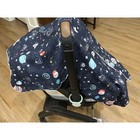 Baby Car Seat Canopy Stroller Cover Space Planets Stars Navy Blue