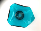 Mid Century Glass Bowl Turquoise Vintage