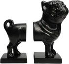 Livevie Pug Figure Decorative Bookends  Heavy Duty Metal Non-skid Bookends
