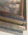 Antique 1920   s Hand Carved Wood Dresser jewerly Box Lithograph Under Glass Lid