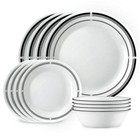 12 Piece Dinnerware Set Eco-friendly Glass Bowl   plate Brasserie Dishwasher Safe