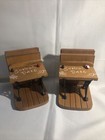 Vtg 1975 School Desk Bookends  school Daze  Cast Iron Wood Enesco Apple Inkwell