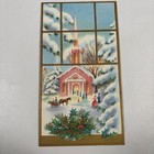 Vintage Glitter Christmas Card Church Famous Artists Studios W  Letter Envelope