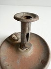Antique Early Primitive Metal Tin Pushup Candleholder W  Finger Loop Rusty 5 5 