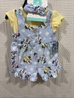 Minnie Mouse 3 Piece Blue Short Set  0 3 M New