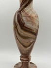 Vintage Onyx Marble Natural Stone Polished Vase Brown tans 11 5    Tall Heavy 5lbs