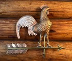Vintage Rooster Copper Weathervane Arrow Lrg Patina Farmhouse Chicken Wall Decor