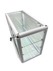 Elegant White Aluminum Display Table Top Tempered Glass Showcase With Led Lights