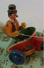 Vintage Wood Chariot With Driver Pulled By 2 Horse s Antique Pull Toy