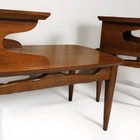 Mid Century Mersman Step End Tables Two Tier Surf Board Danish Modern Pair Vtg