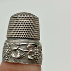Antique Sterling Silver Thimble Grape Vine Cluster Leaf Simon Brothers Dimpled