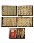 Antique Chinese Mahjong Set Bamboo Tiles Carved Dragon Wood Box C1900