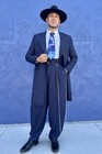 Navy Blue Men s Zoot Suit Pinstriped Wedding Tuxedo Evening Party Prom Long Coat