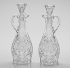 Vintage Anchor Hocking Salad Maker Set 2 Glass Cruets   Stoppers  Serving Set