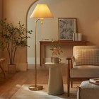 Pleated Shade Metal Floor Lamp Cream brass  includes Led Light Bulb  - Hearth