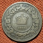 1861 Nova Scotia 1 Cent Victoria Coin Vg f Km 8