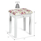 White Vanity Wood Dressing Stool Padded Chair Makeup Piano Seat W  Rose Cushion
