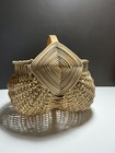 Vintage Handmade Gathering   buttocks  Basket  Wood Splint Weave