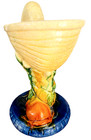 Antique 19th Century Majolica Fish   Nautilus Shell Compote Vase  10 hx5 5 w