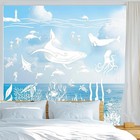 9 Sheets Under The Sea Window Clings White Ocean Animal Window Stickers Double 