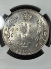 1910 B British India  One Rupee  Ngc Ms63   Rare 