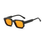 Mens Square Sunglasses Black Frame Orange Tinted Lens Retro Streetwear Uv400 New