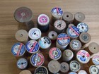 Lot Of 45 Vintage  Original Wrappers On Wood Wooden Spools Sewing