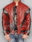 Michael Jackson Thriller Mj Red Real Leather Jacket Halloween Costume Cosplay 