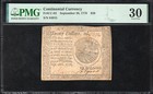 Cc-82 September 26  1778  20 Continental Colonial Currency  Pmg 30 84915