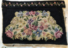 Vintage Needlepoint Petit Point Canvas Purse Floral Rose Completed Finished Wool