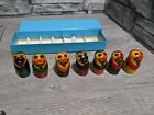 Vintage Russian Nesting Dolls 7 Piece Christmas Tree Ornament Set Hand Painted