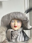 Gorgeous Antique Boudoir Doll With Mink Stole In Mint Condition 