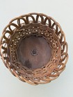 Vintage Stemmed Straw 6 25 In Wicker Basket Candle Or Plant Holder Home Decor