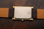 Vintage Seiko Quartz Slim Tank Men White  Dial Dark Brown Leather Dress Watch