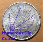 S11 - Mexico 1 Peso 1900-zs-fz Uncirculated Large Silver Coin - Radiant Cap