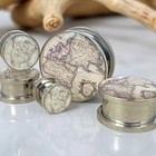 Pair Of Screw On Antique Map Style 2 Picture Plugs Gauges 16g Thru 1 Inch