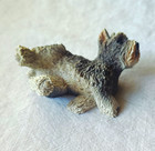 Schnauzer Dog Figurine Gray White Resin Lying Down Miniature Sculpture