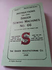 Singer 66 Manual Instruction Sewing Machine Reprint  model No 66 
